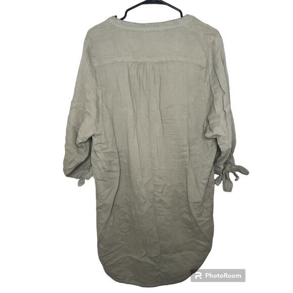 Splendid Olive Green Half Sleeve Button Down Whipstitch Mini Dress Size Medium - Picture 3 of 7